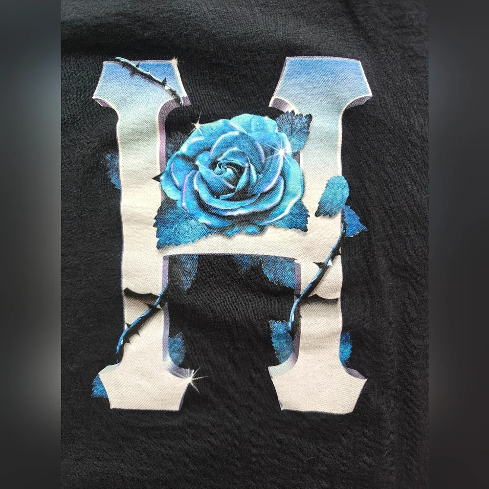 Huf Black Long Sleeve Shirt with Blue Rose Design - Picture 10 of 10